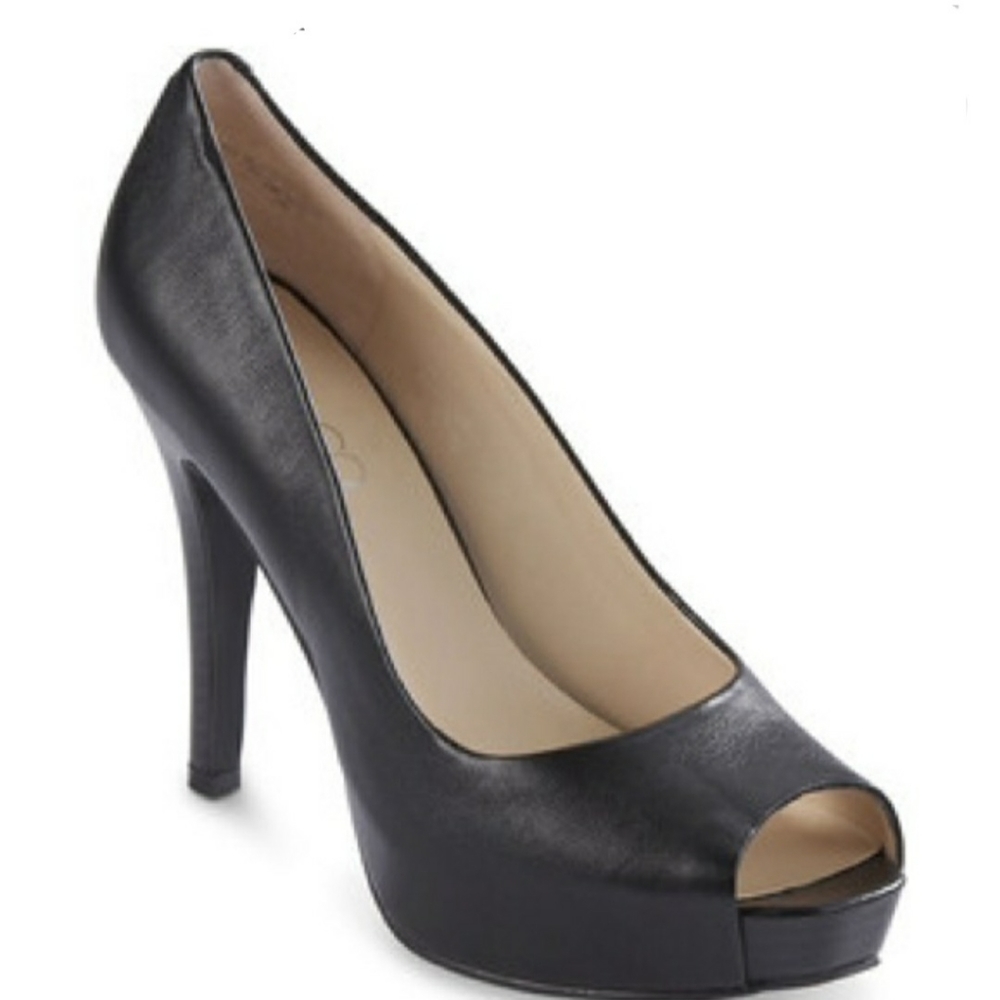 Nine & Co "JJ Bronte"  Black Open Toe Heels